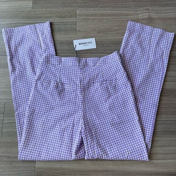 NWT Margaux Dietz Lilac Purple White Checked Culotte Trousers - Picture 3 of 8